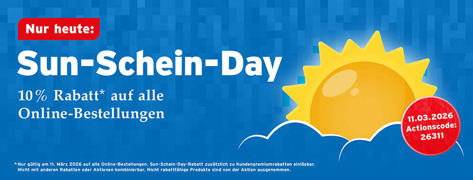 10 %* Rabatt auf alle Online-Bestellungen, Aktionscode: 26311, nur gueltig am 11.03.2026 auf alle Online-Bestellungen